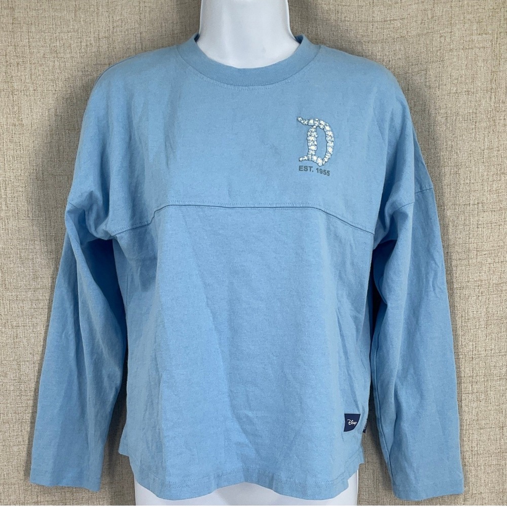 Disney Spirit Jersey Women 14 Light Blue Floral Disneyland Resort Shirt